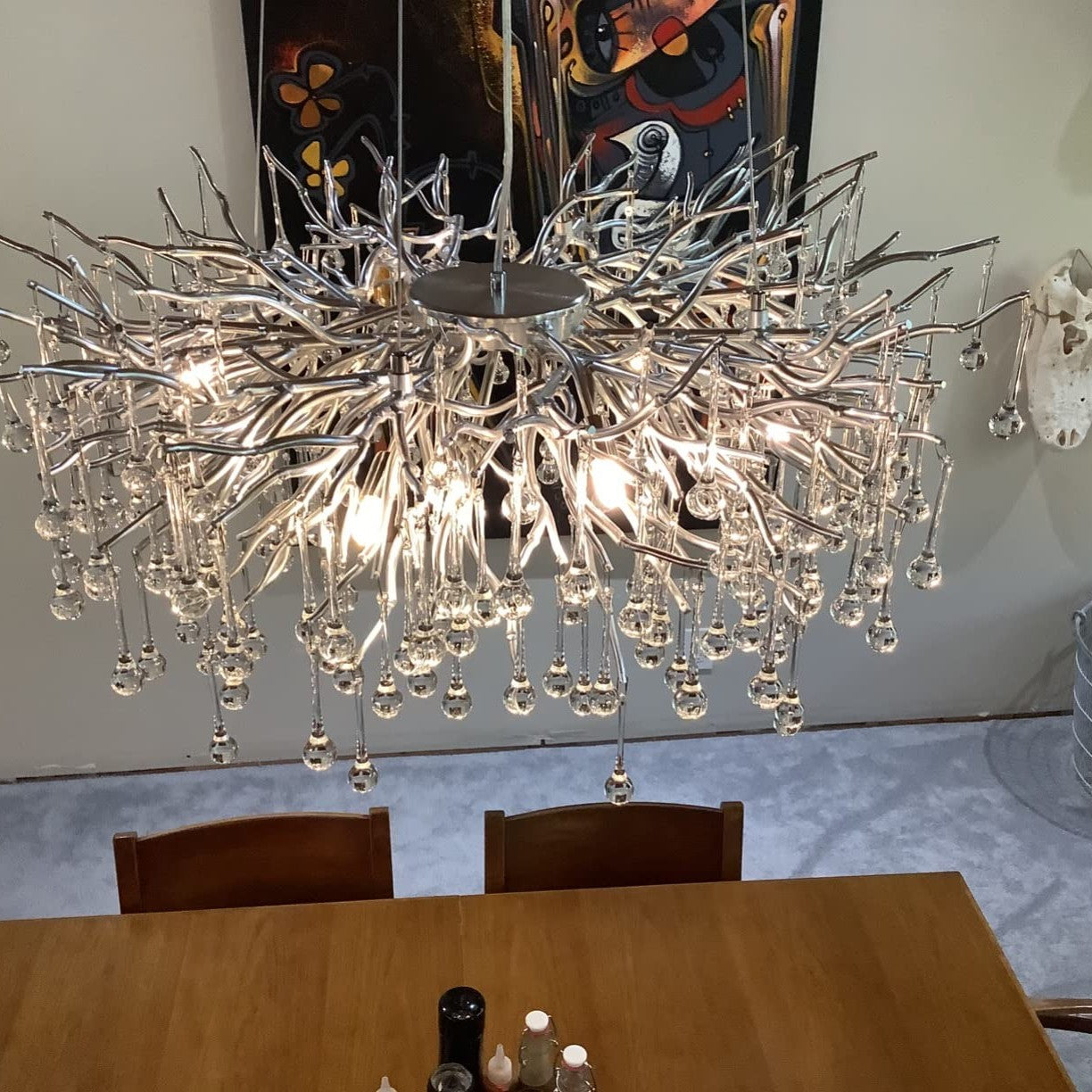 Stunning Tree Branch Crystal Chandelier with Clear Teardrop-shaped for Living/Dining Room