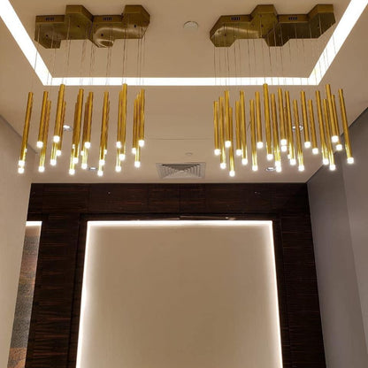 Bellini Rectangular Tri-Tone Tubular Pendant Light Chandelier