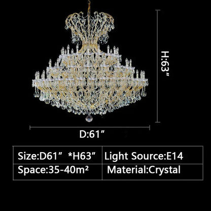 Extra Large Multi-layers Luxury Candle Branch Crystal Chandelier for Living Room/Foyer/Stairs