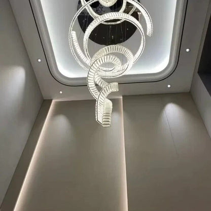 Designer Foyer Living Room Ceiling Light Fixture Stylish Spiral Crystal Chandelier