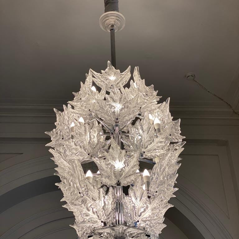 Modern Creative Clear Crystal Maple Leaf Chandelier for Living Room/Bedroom