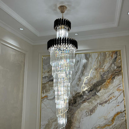 Classic Large Multi-layered Spiral Crystal Chandelier for Foyer/ Staircase