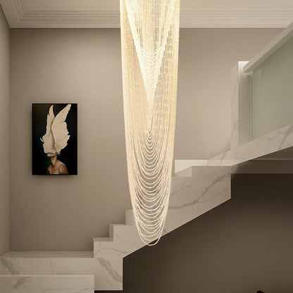 Extra Large Affordable Luxury Tiered Tassel Watefall Crystal Chandelier for Spiral Staircase/Villa/Hotel Lobby/Foyer