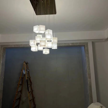 Alabaster Cubic Rectangular Chandelier