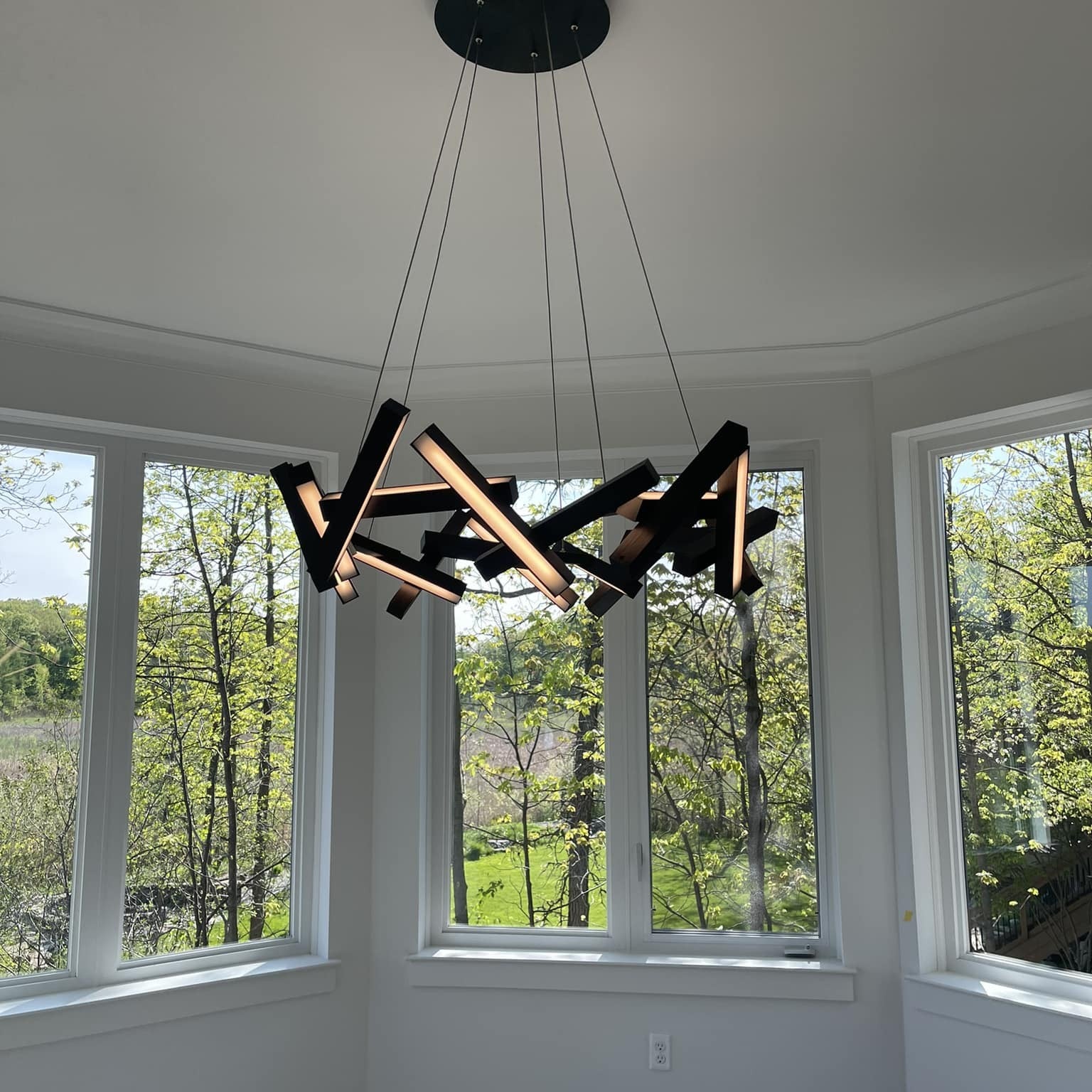 Modern Round/Linear Geometric Aluminum LED Chandelier for Dining Room/Bedroom