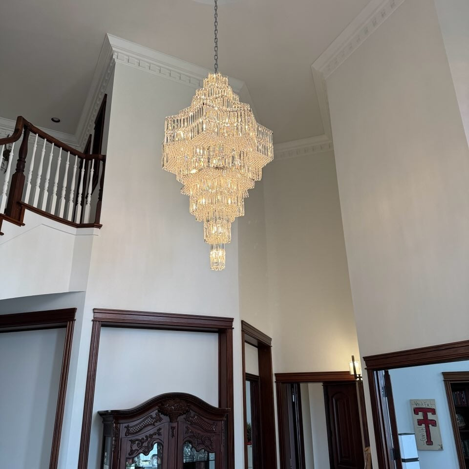 Celestia Luxury Crystal Chandelier | 63-Light Modern Foyer Lighting for High Ceilings 58H