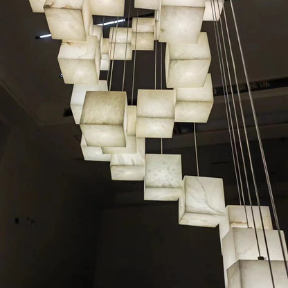 Alabaster Cubic Rectangular Chandelier
