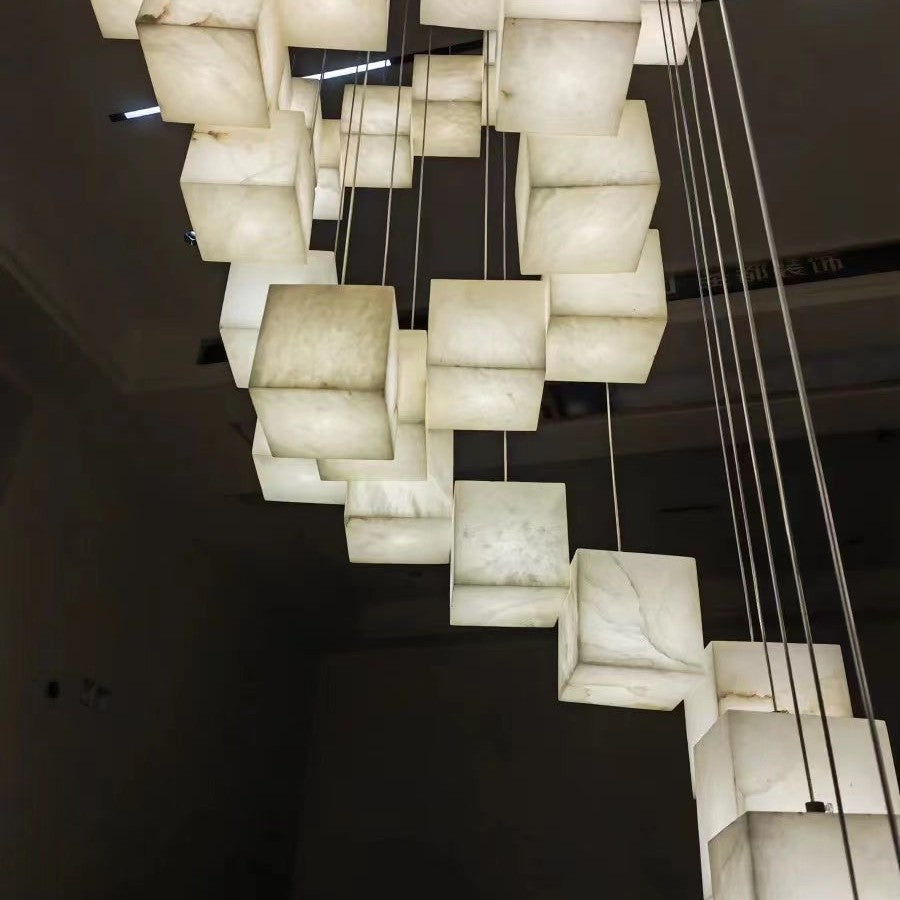 Alabaster Cubic Rectangular Chandelier