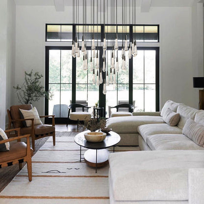 Round Seeded Glass Chandelier
