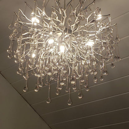 Stunning Tree Branch Crystal Chandelier with Clear Teardrop-shaped for Living/Dining Room
