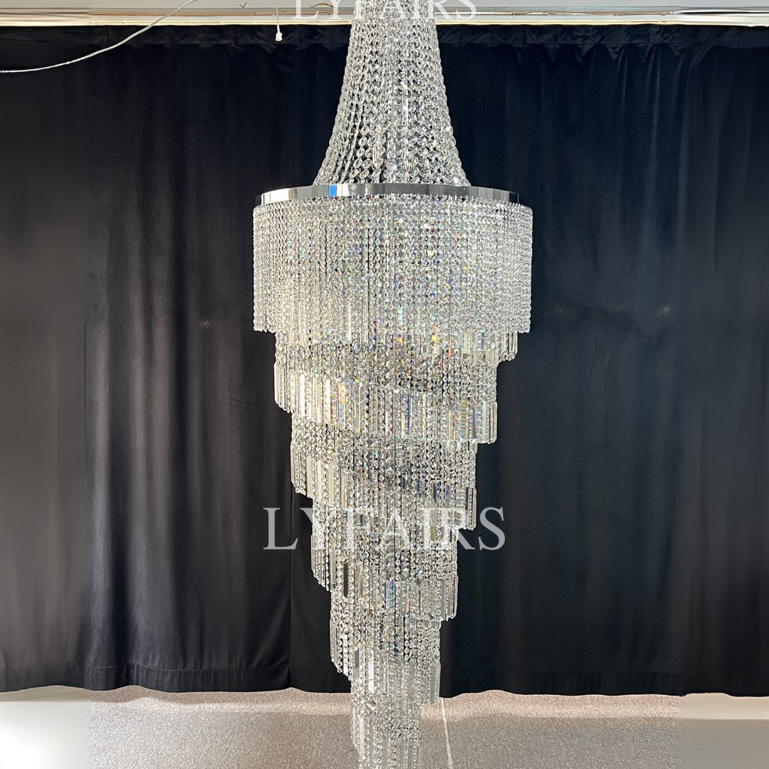Modern Crystal Tassel Chandelier for Foyer/Staircase