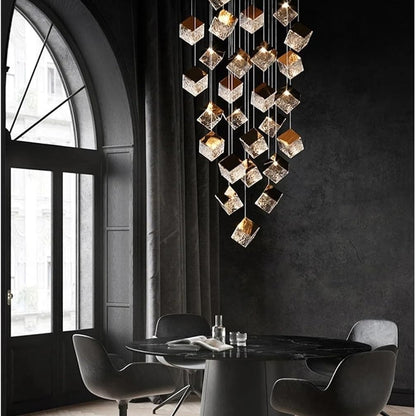 Modern G4 Led 26 Light Chandelier Glass Ice Cube Light Kitchen Living Room Ceiling Lighting Room