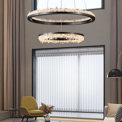 Minimalistic Crystal Quartz LED Chandelier