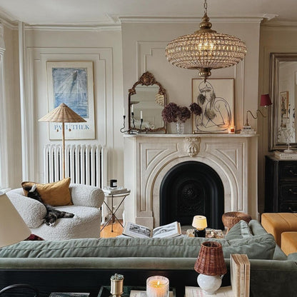 French Empire Vintage Bead Ellipsoid Crystal Chandelier for Living Room/Bedroom