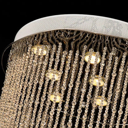 Extra Large Affordable Luxury Tiered Tassel Watefall Crystal Chandelier for Spiral Staircase/Villa/Hotel Lobby/Foyer