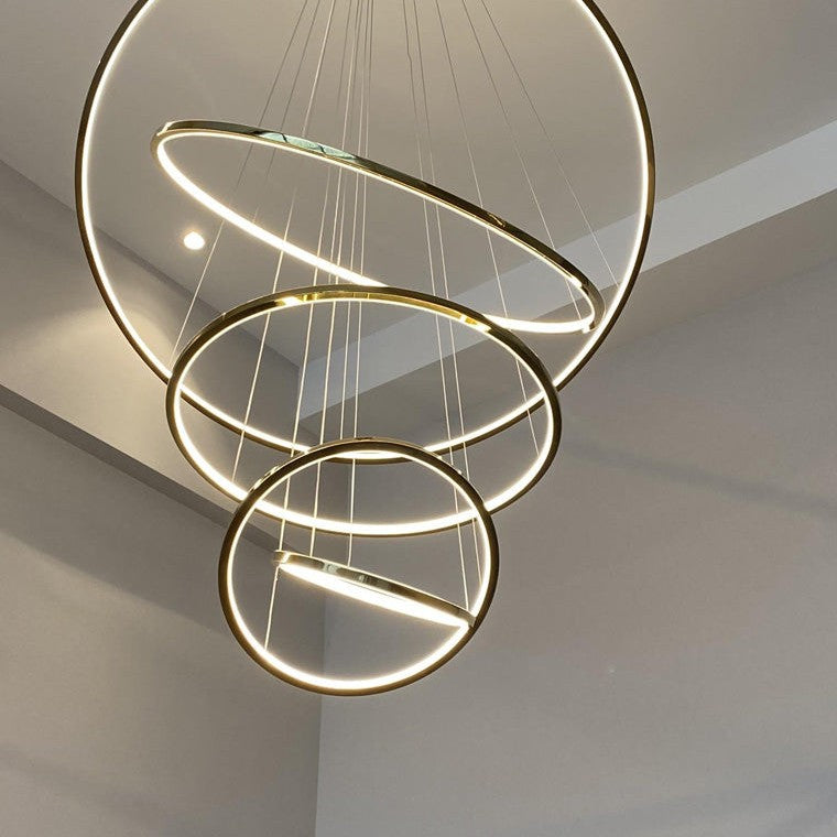 WOMO Large Tiered Ring LED Foyer Chandelier-WM2160