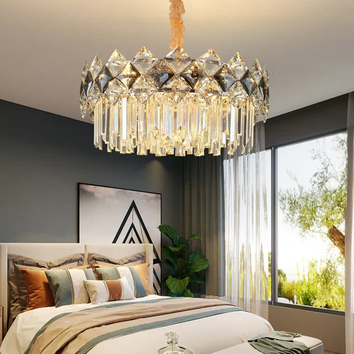 Modern Luxury Tiered Transparent Crystal Chandelier Suit for Living/Dining Room/Bedroom