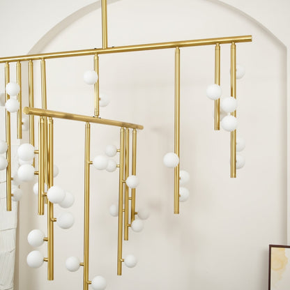 Brass Glass Drop Chandelier