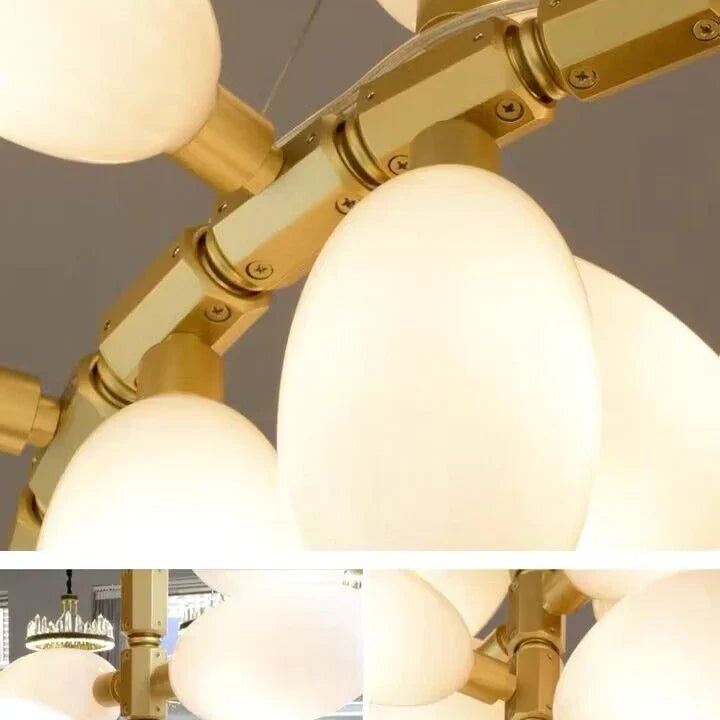 Nordic Art Long Magnolia alba Glass Ceiling Chandelier  for Staircase/Hallway/Entryway Light Fixture