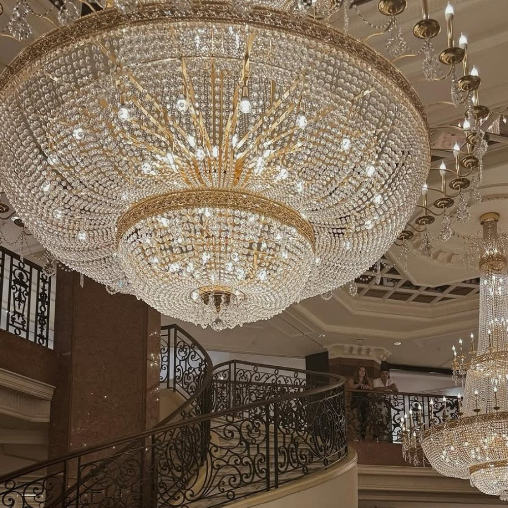 Luxury Empire Candle Lights Crystal Chandelier for High-ceiling