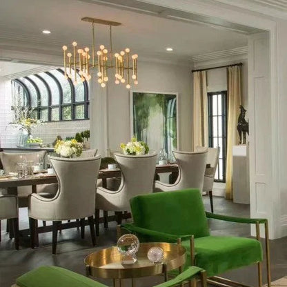 Post Modern Bamboo Style Linear Chandelier For Living Room God Iron Design Dining Table Ceiling Light