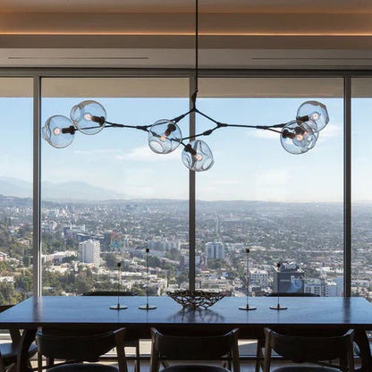 Modern Sputnik Smoky Gray/Amber Glass Branch Chandelier for Kitchen Island/Dining Room