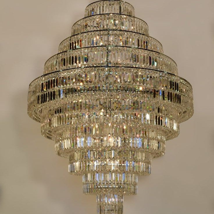 Chrome/ Silver/ Gold Extra Large Chandelier For Foyer Living Room Staircase Crystal Ceiling Lighting Fixture