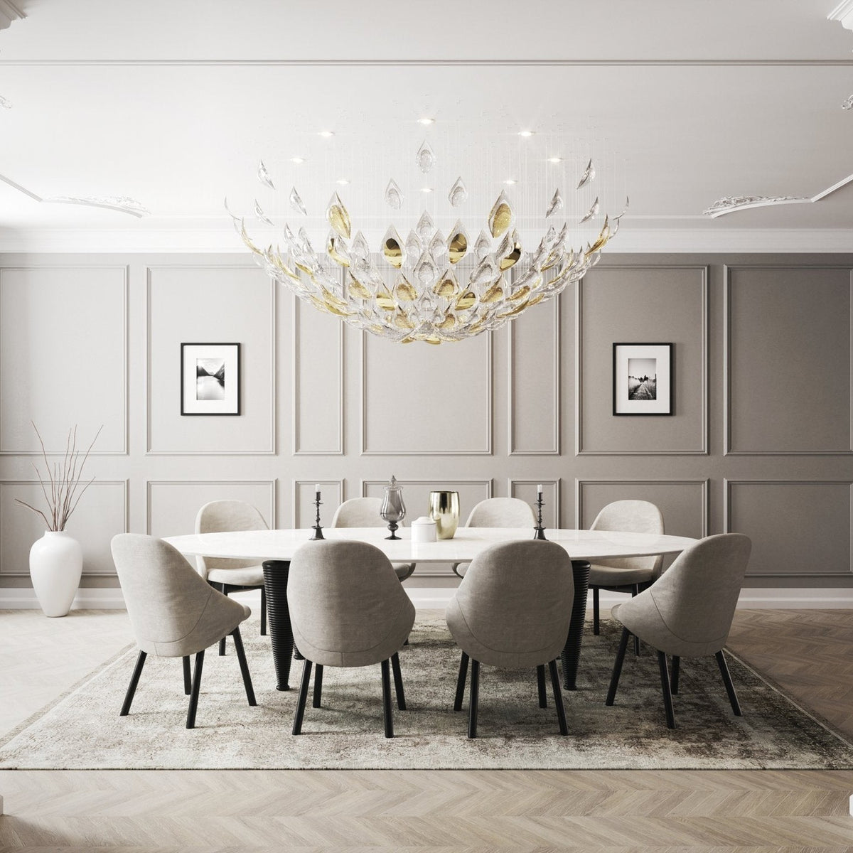 Floating Leaves Meteor Shower Crystal Spiral Chandelier