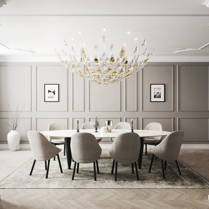 Floating Leaves Meteor Shower Crystal Spiral Chandelier