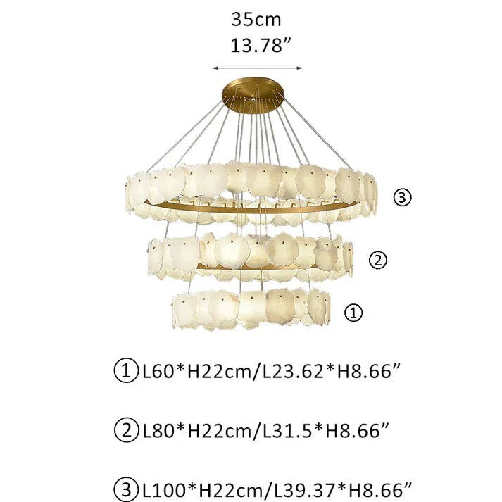 Irregular Alabaster Multi-Layered Round Chandelier
