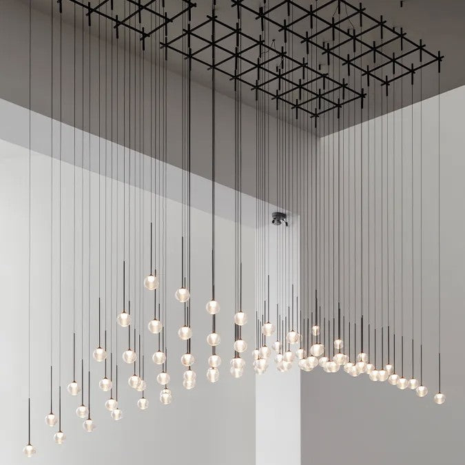 Nordic Minimalist Clear Ribbed Glass Globe Pendant Light