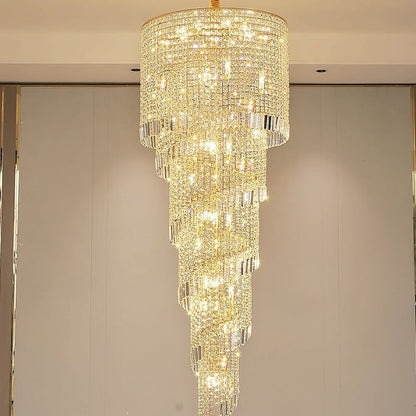 Elegant Foyer Hall Chandelier Long Crystal Ceiling Light Fixture For Living Room Entryway Staircase