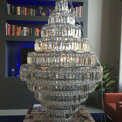 Chrome/ Silver/ Gold Extra Large Chandelier For Foyer Living Room Staircase Crystal Ceiling Lighting Fixture