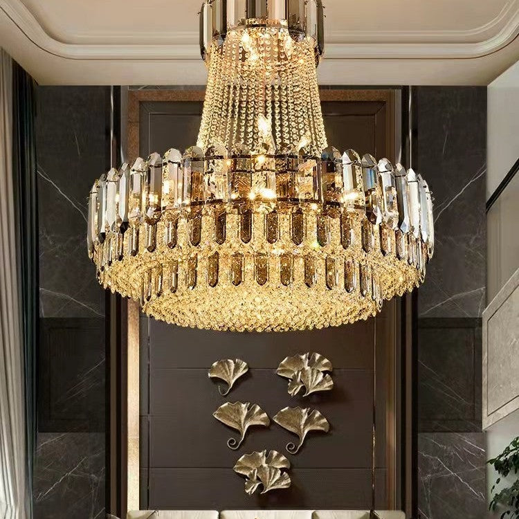 High-grade Crystal Chandelier For Living Room Luxury Duplex Hallway Ceiling Light Fixture