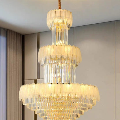 Extra Large Crystal Feather Style Chandelier Long Foyer Staircase Ceiling Lighting Fixture For Living Room