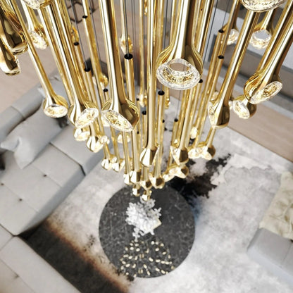 Modern Floating Long Gold Pendant Celing Chandelier for Living Room/High-ceiling