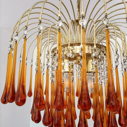 Vintage – Murano Teardrops Chandelier – 70s – Pink prisms