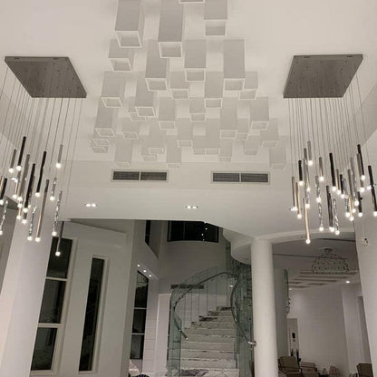 Bellini Rectangular Tri-Tone Tubular Pendant Light Chandelier