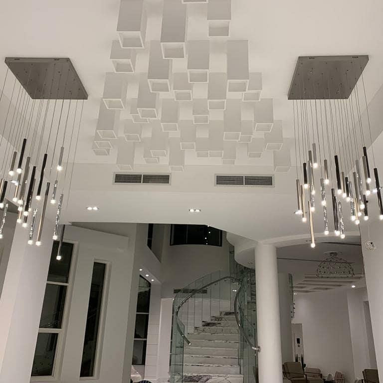 Bellini Rectangular Tri-Tone Tubular Pendant Light Chandelier