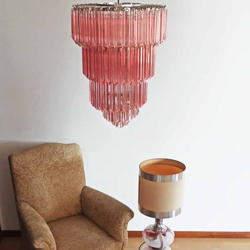 Murano Chandelier – 112 prisms – Pink