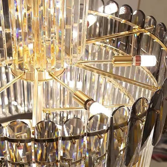 Luxury Extra Large Foyer Spiral Staircase Chandelier Long Crystal Ceiling Light Fixture