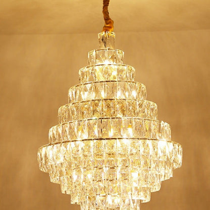 Extra Large Foyer Pure Crystal Ceiling Light Fixture Living Room Entrance Staircase Chandelier