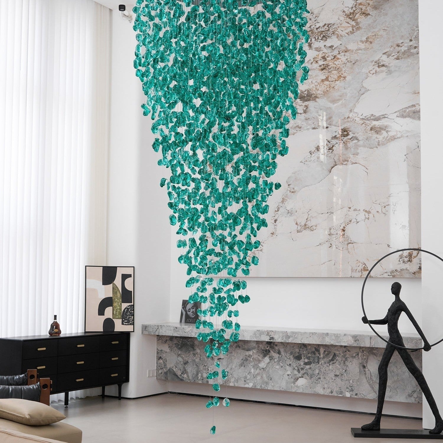Crystal Stone Crystal Spiral Chandelier