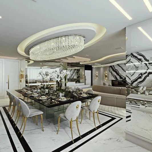 Light Luxury Round/Oval Flush Mount Crystal Chandelier