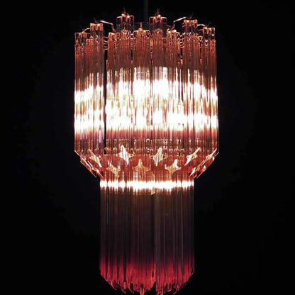Murano Chandelier – Quadriedri – 46 prisms – Pink