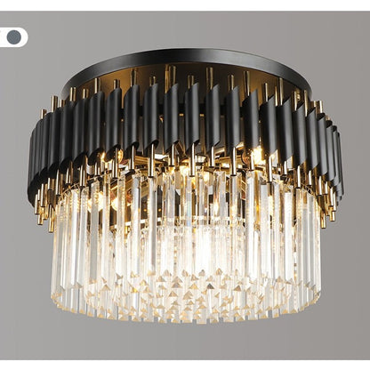 Deniselamp® Glacia Grand Black Modern Crystal Flush Mount Chandelier