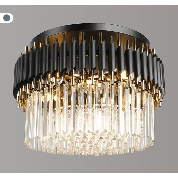 Deniselamp® Glacia Grand Black Modern Crystal Flush Mount Chandelier