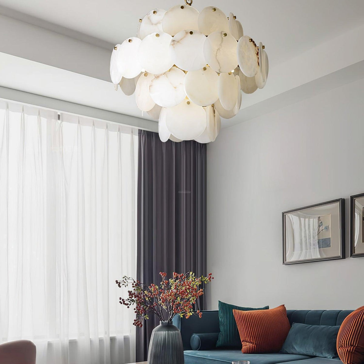 Alabaster Shell Brass Chandelier with 2/3/4/5/6 layer