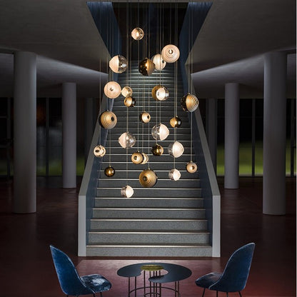 Cosmic Sphere Cascade Glass Chandelier
