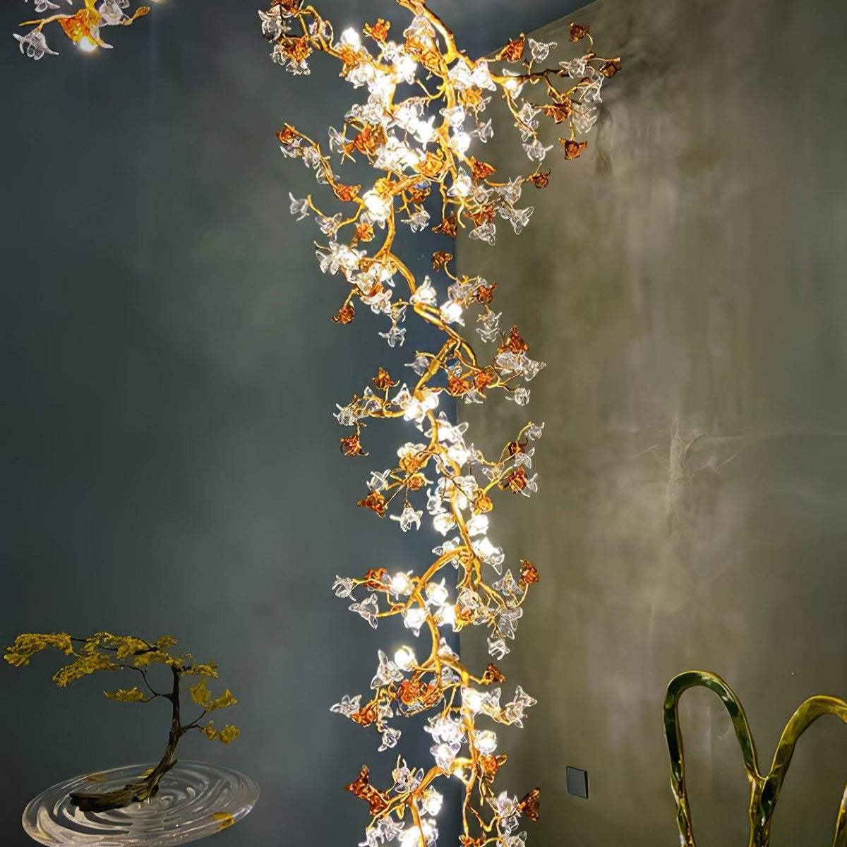 Brass Maple Branch Chandelier